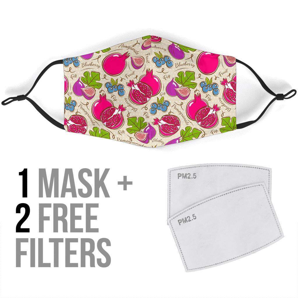 Pomegranate Fruit Pattern Print Face Mask-grizzshop