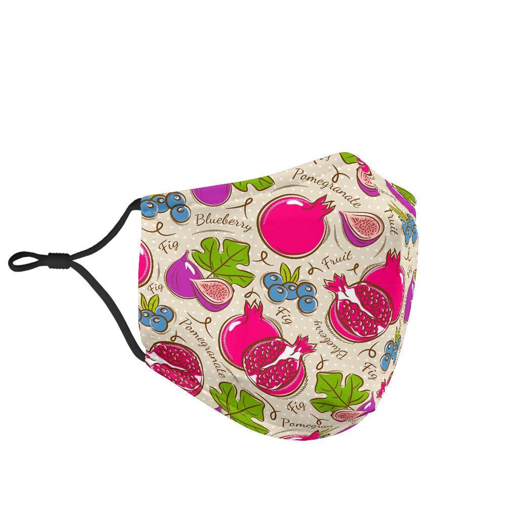 Pomegranate Fruit Pattern Print Face Mask-grizzshop