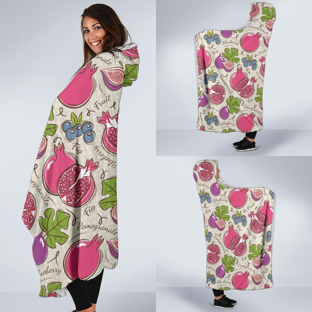 Pomegranate Fruit Pattern Print Hooded Blanket-grizzshop