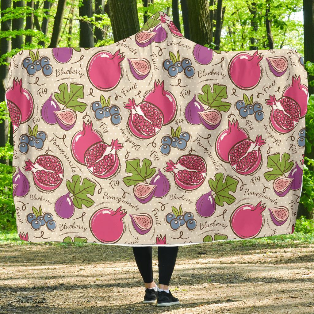 Pomegranate Fruit Pattern Print Hooded Blanket-grizzshop