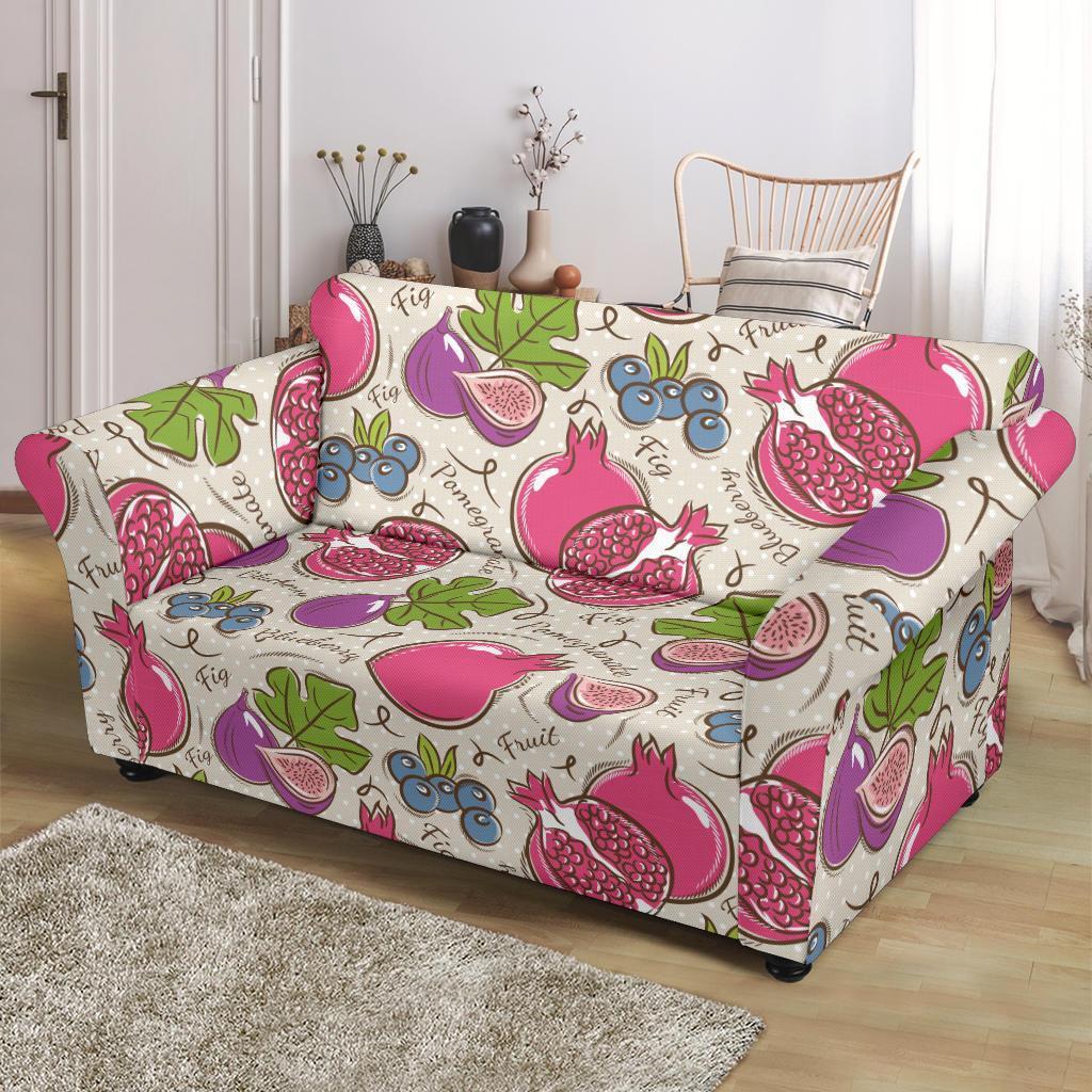 Pomegranate Fruit Pattern Print Loveseat Cover-grizzshop