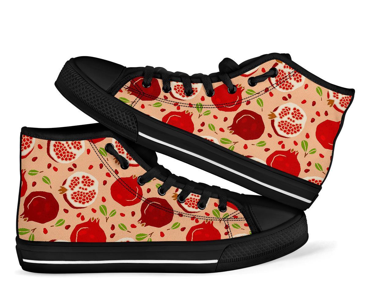 Pomegranate Pattern Print Men Women's High Top Shoes-grizzshop