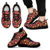 Pomegranate Print Pattern Black Sneaker Shoes For Men Women-grizzshop