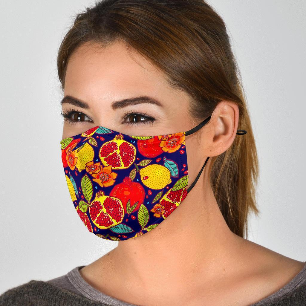 Pomegranate Print Pattern Face Mask-grizzshop