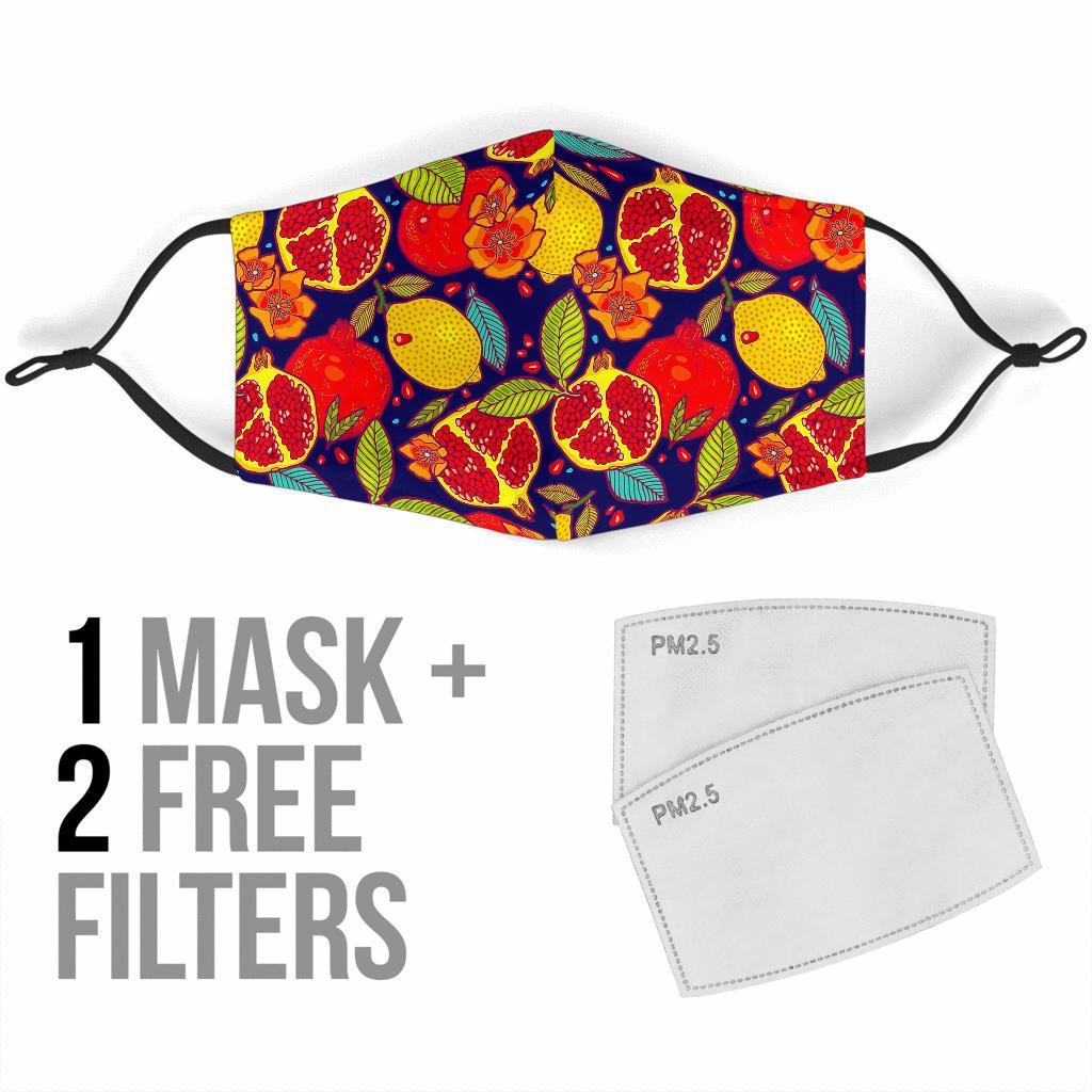 Pomegranate Print Pattern Face Mask-grizzshop