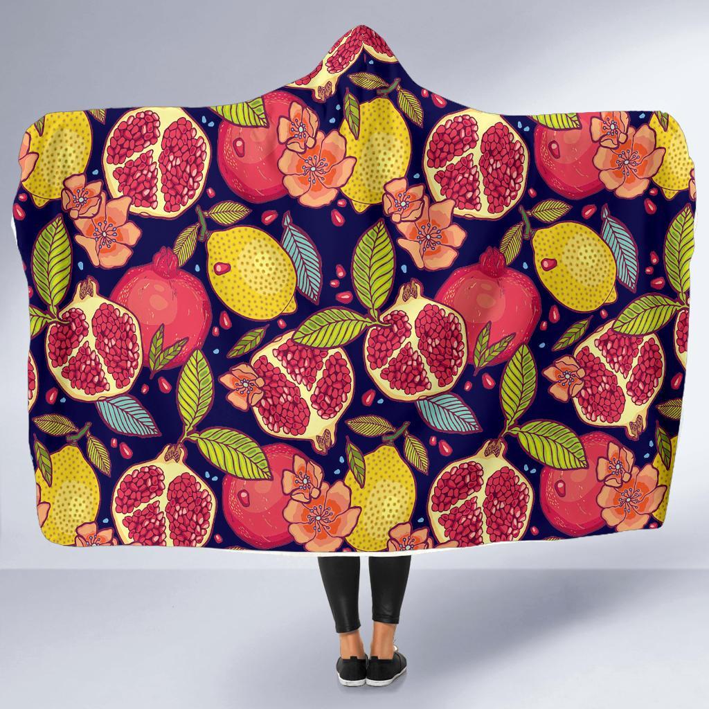 Pomegranate Print Pattern Hooded Blanket-grizzshop