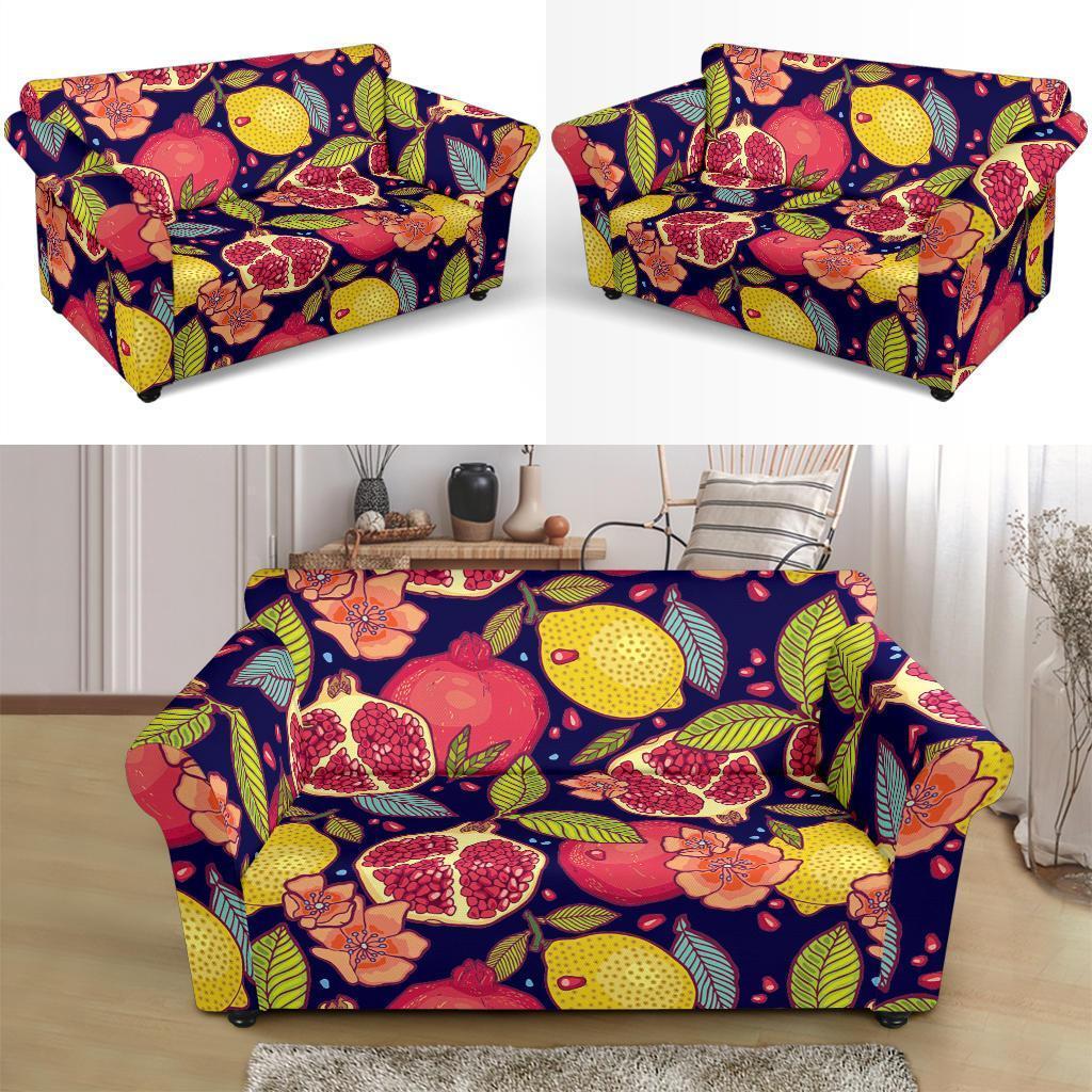 Pomegranate Print Pattern Loveseat Cover-grizzshop