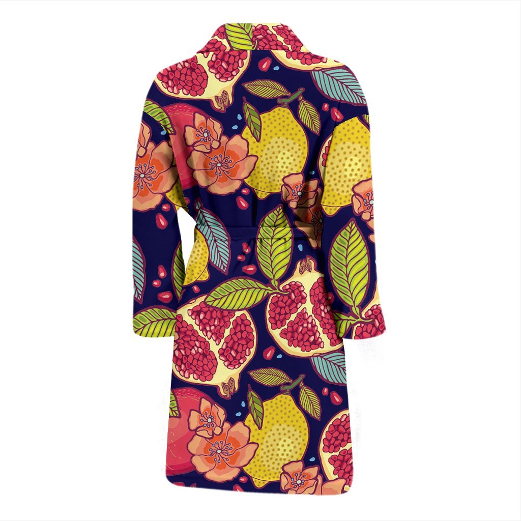 Pomegranate Print Pattern Men Long Robe-grizzshop