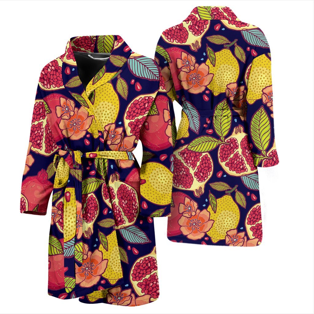 Pomegranate Print Pattern Men Long Robe-grizzshop