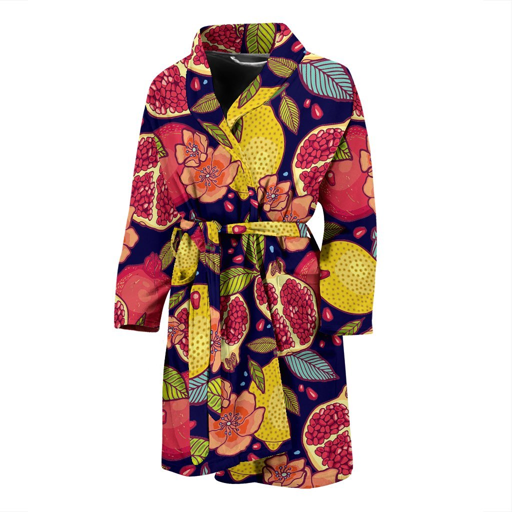 Pomegranate Print Pattern Men Long Robe-grizzshop
