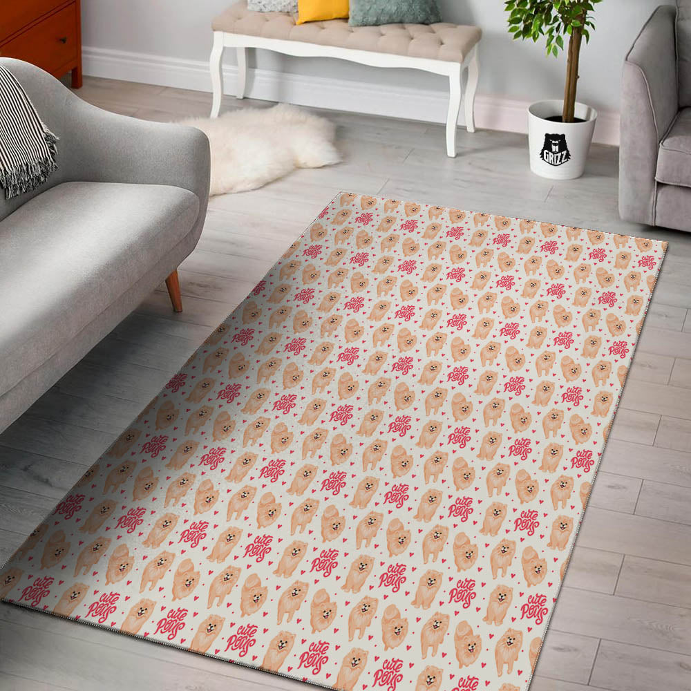 Pomeranian Cartoon Print Pattern Floor Mat-grizzshop