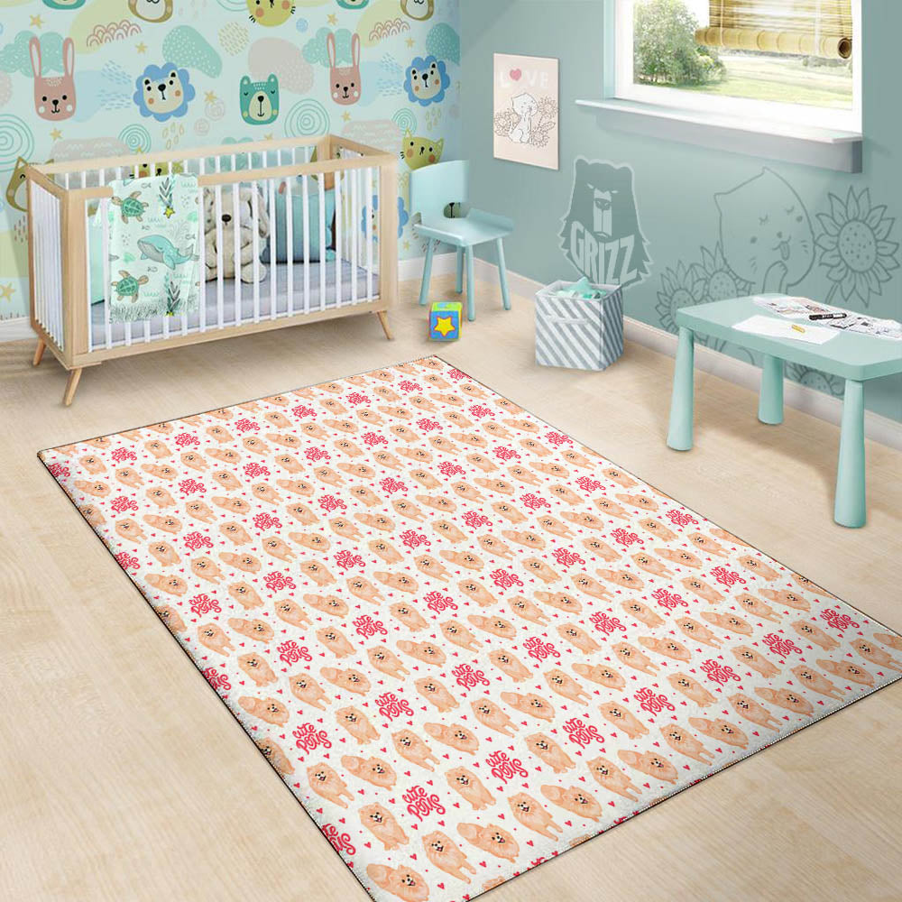 Pomeranian Cartoon Print Pattern Floor Mat-grizzshop