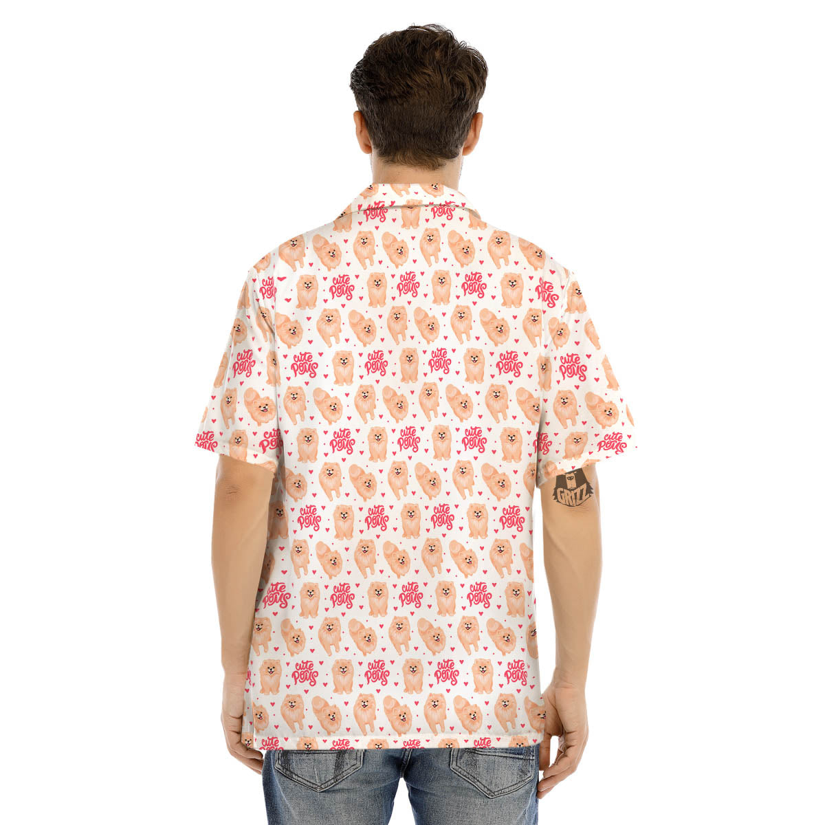 Pomeranian Cartoon Print Pattern Men's Hawaiian Shirt-grizzshop