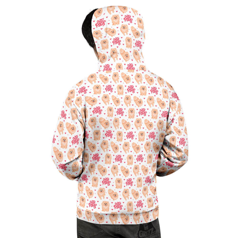 Pomeranian Cartoon Print Pattern Men's Hoodie-grizzshop