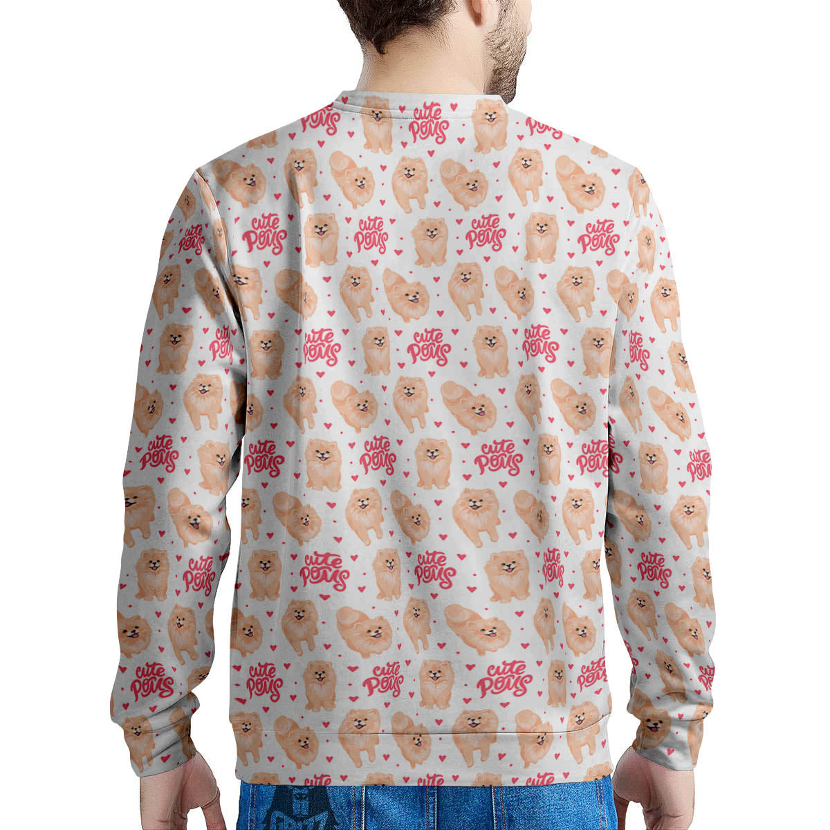 Pomeranian Cartoon Print Pattern Men's Sweatshirt-grizzshop