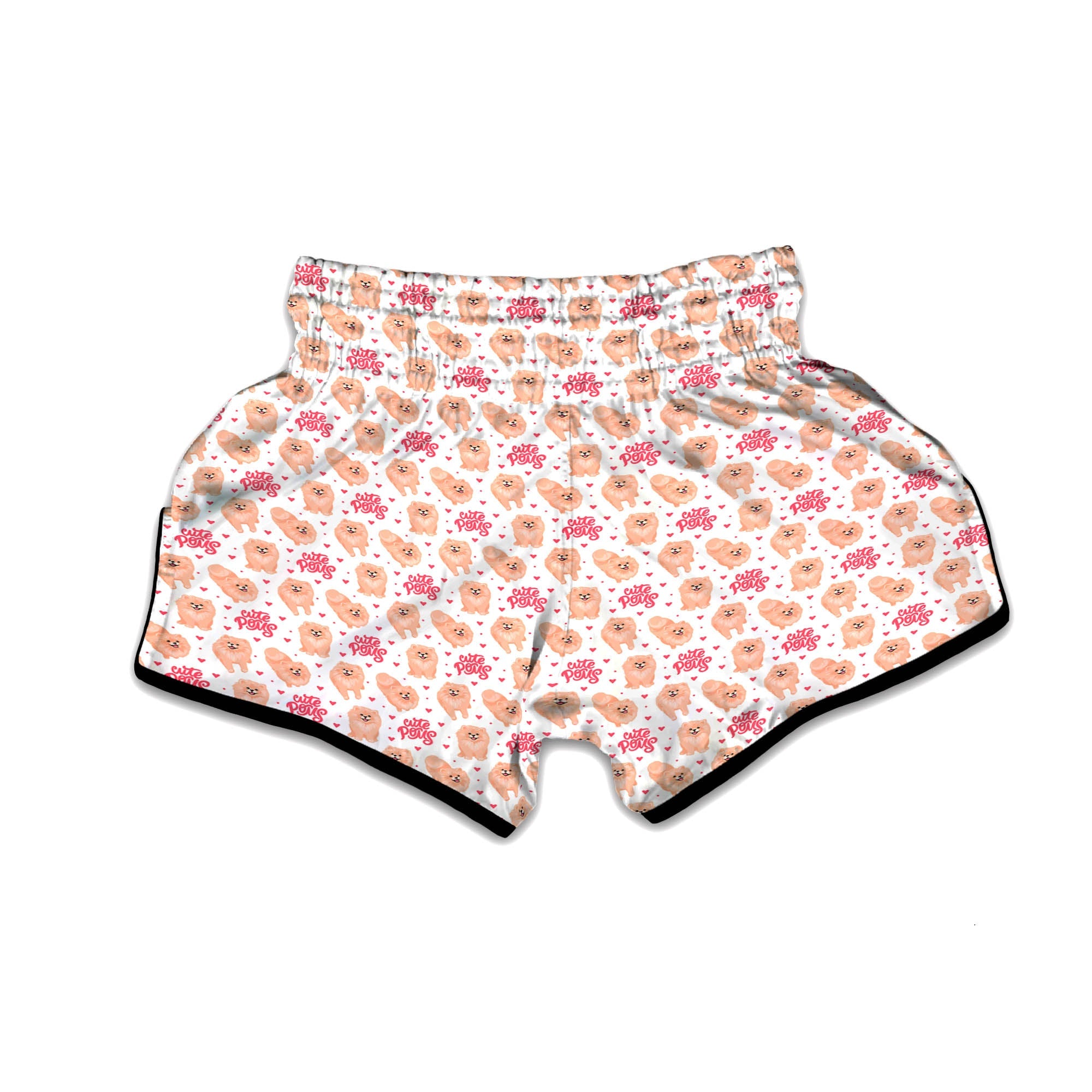 Pomeranian Cartoon Print Pattern Muay Thai Boxing Shorts-grizzshop