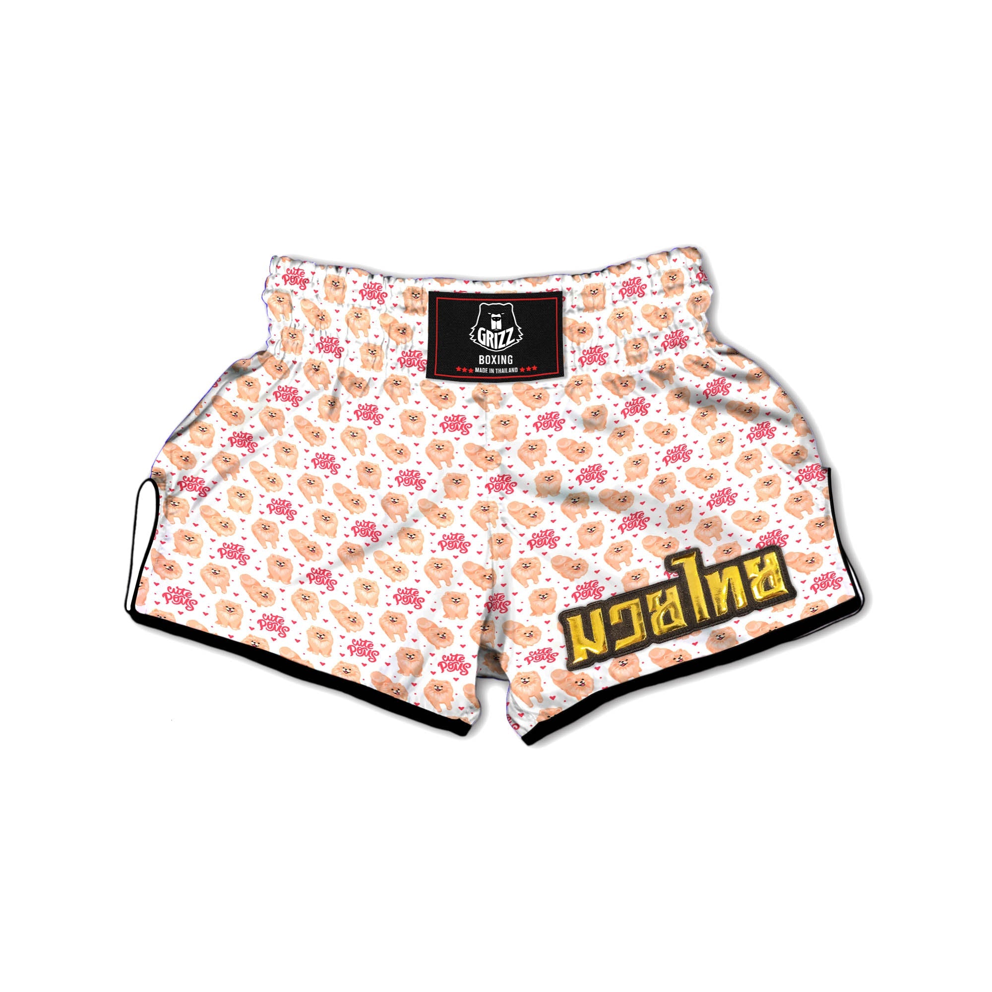 Pomeranian Cartoon Print Pattern Muay Thai Boxing Shorts-grizzshop