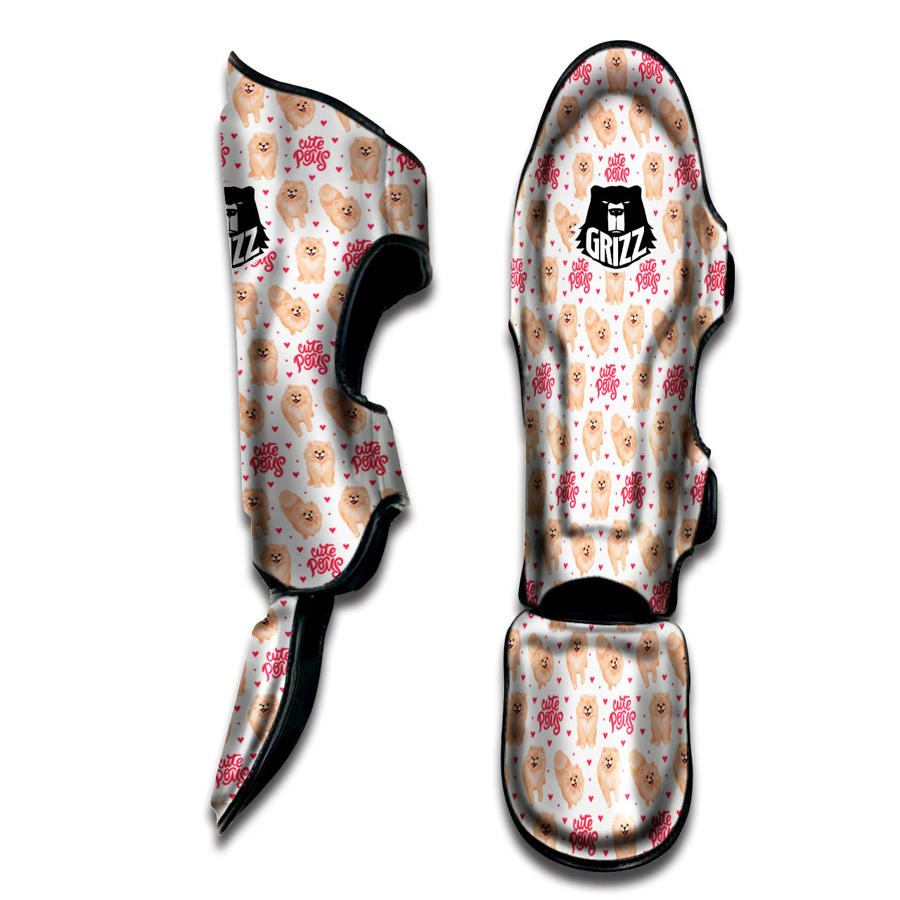 Pomeranian Cartoon Print Pattern Muay Thai Shin Guards-grizzshop