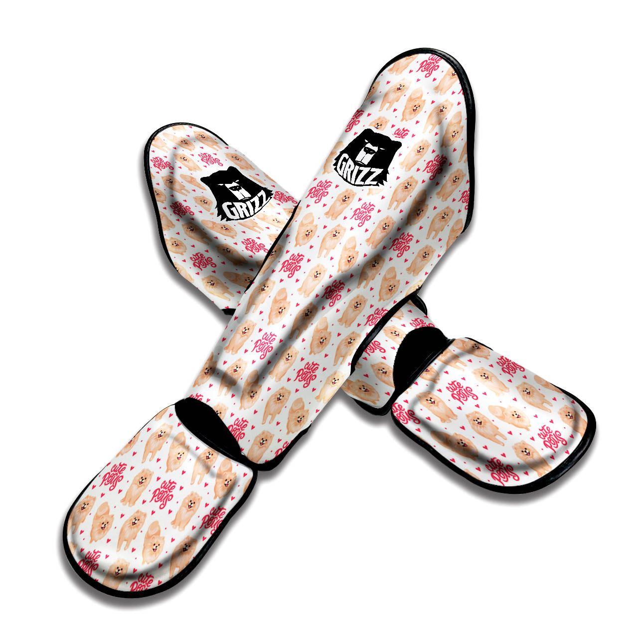 Pomeranian Cartoon Print Pattern Muay Thai Shin Guards-grizzshop