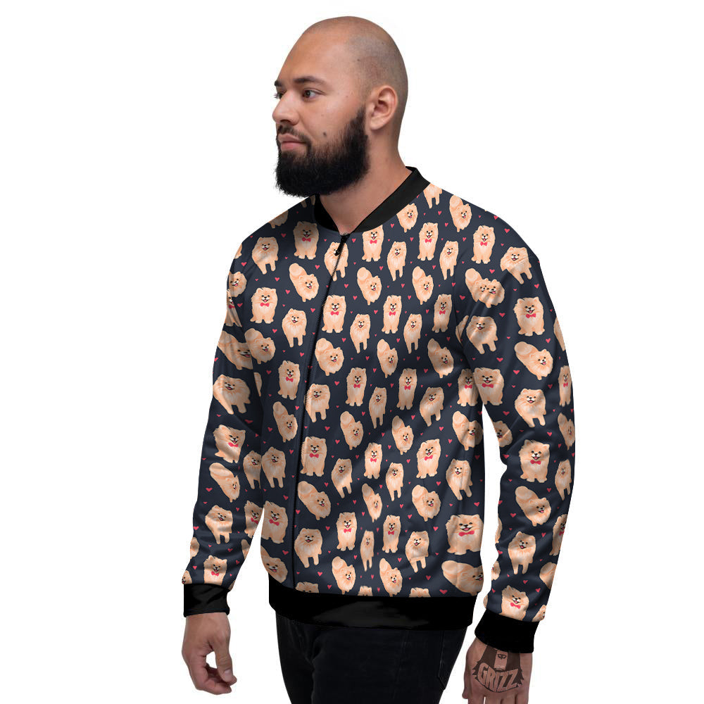 Pomeranian Cute Print Pattern Men's Bomber Jacket-grizzshop
