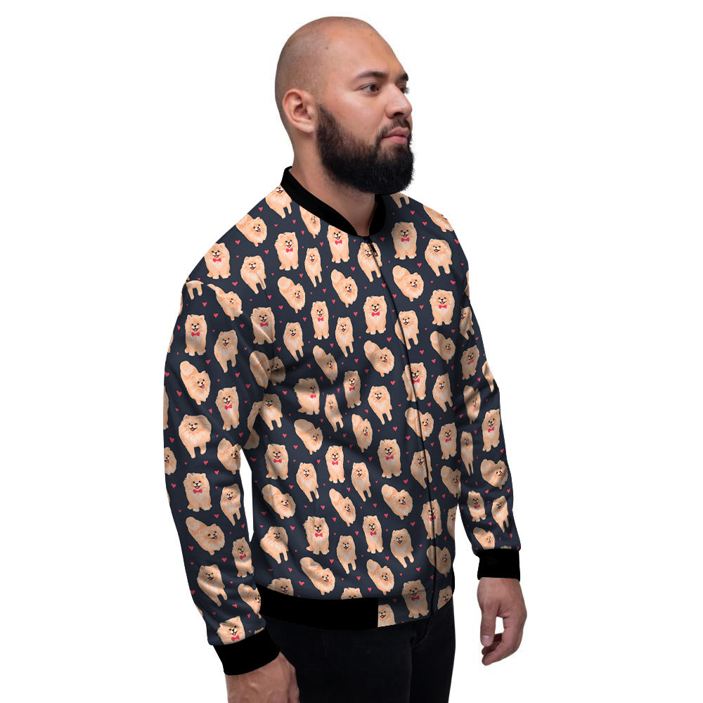 Pomeranian Cute Print Pattern Men's Bomber Jacket-grizzshop