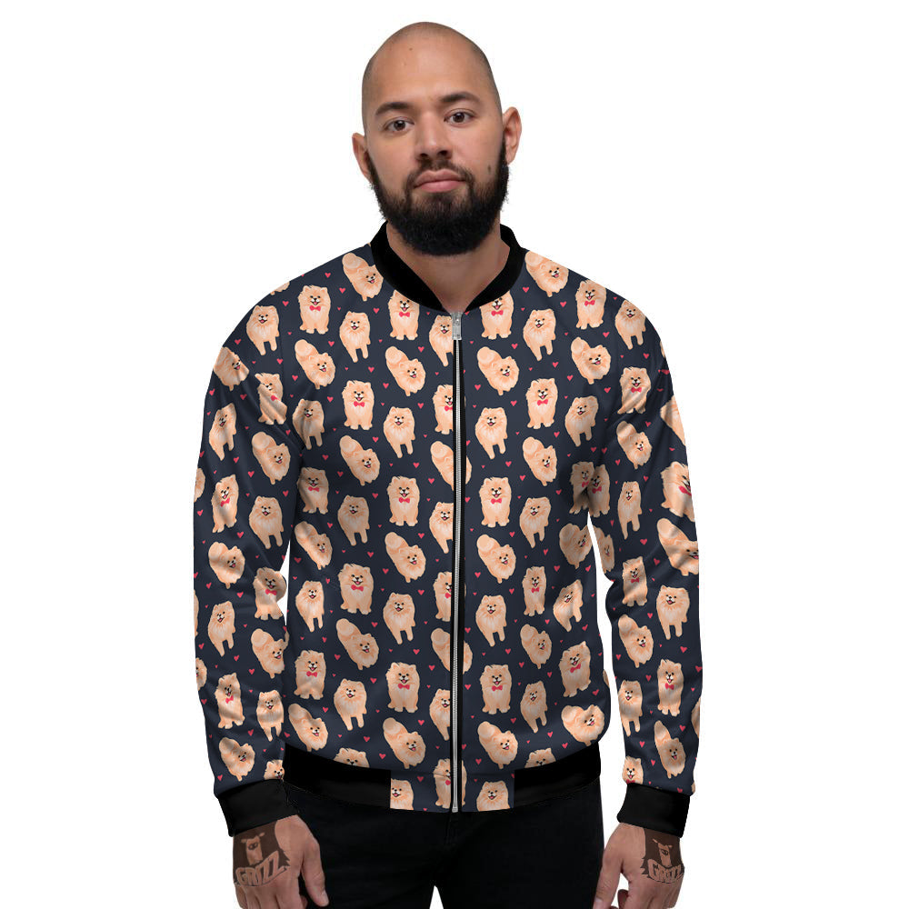 Pomeranian Cute Print Pattern Men's Bomber Jacket-grizzshop