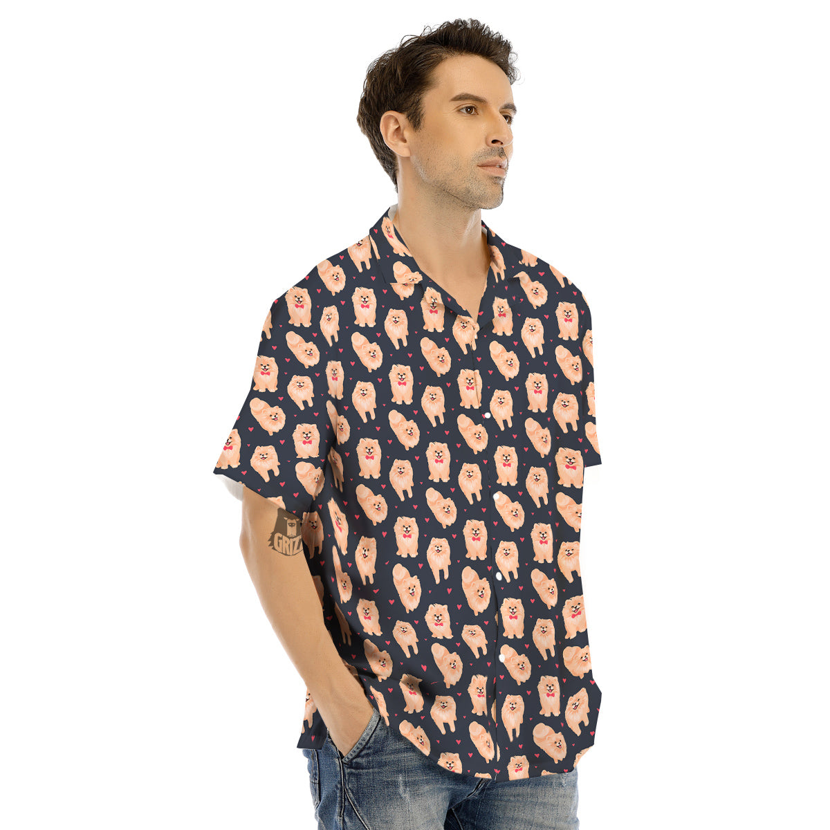 Pomeranian Cute Print Pattern Men's Hawaiian Shirt-grizzshop