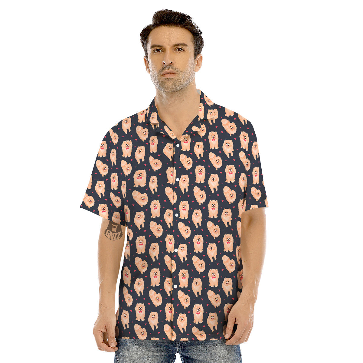 Pomeranian Cute Print Pattern Men's Hawaiian Shirt-grizzshop