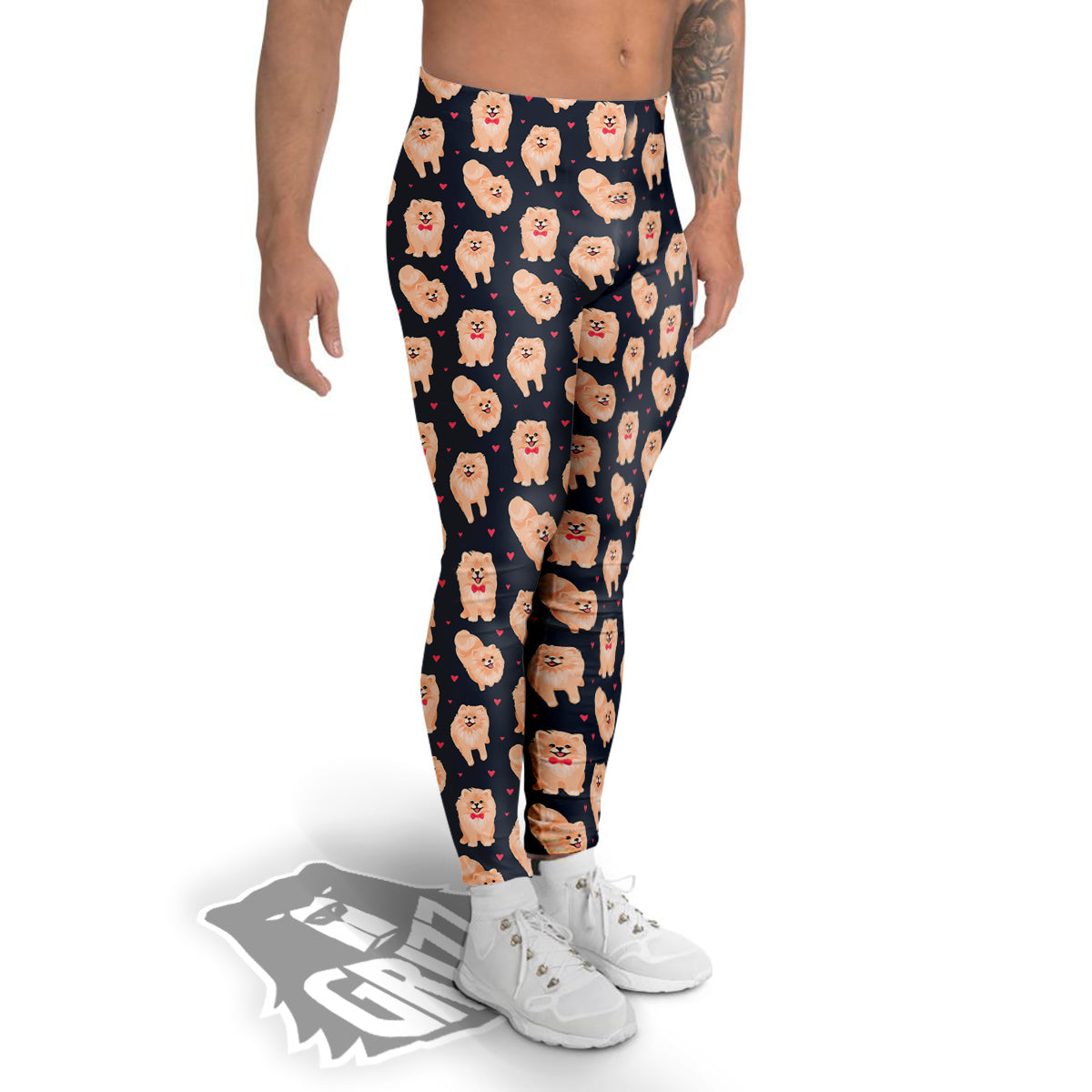 Pomeranian Cute Print Pattern Men's Leggings-grizzshop