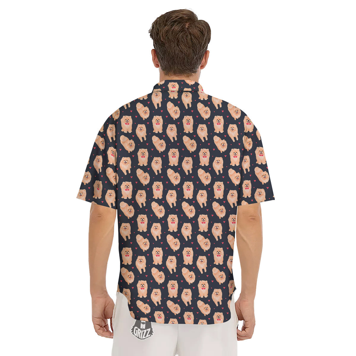 Pomeranian Cute Print Pattern Men's Short Sleeve Shirts-grizzshop