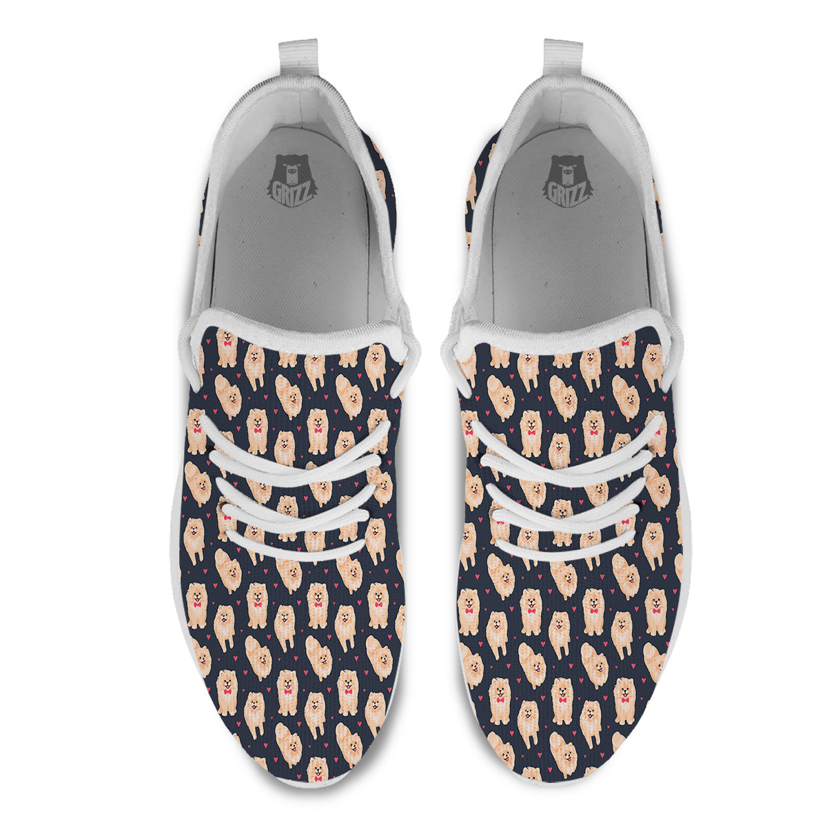 Pomeranian Cute Print Pattern White Athletic Shoes-grizzshop