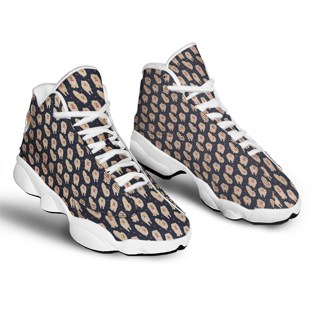 Pomeranian Cute Print Pattern White Basketball Shoes-grizzshop