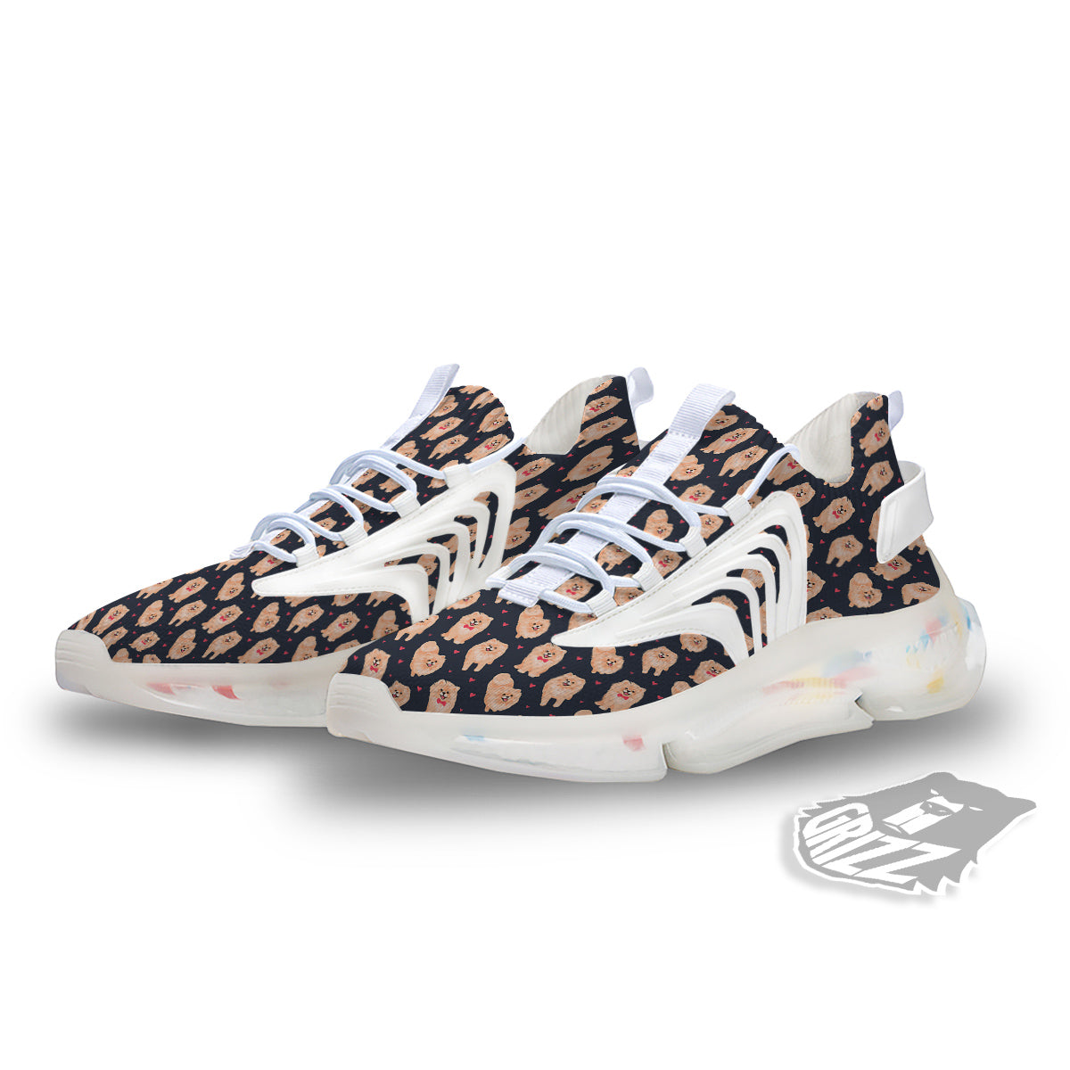 Pomeranian Cute Print Pattern White Gym Shoes-grizzshop