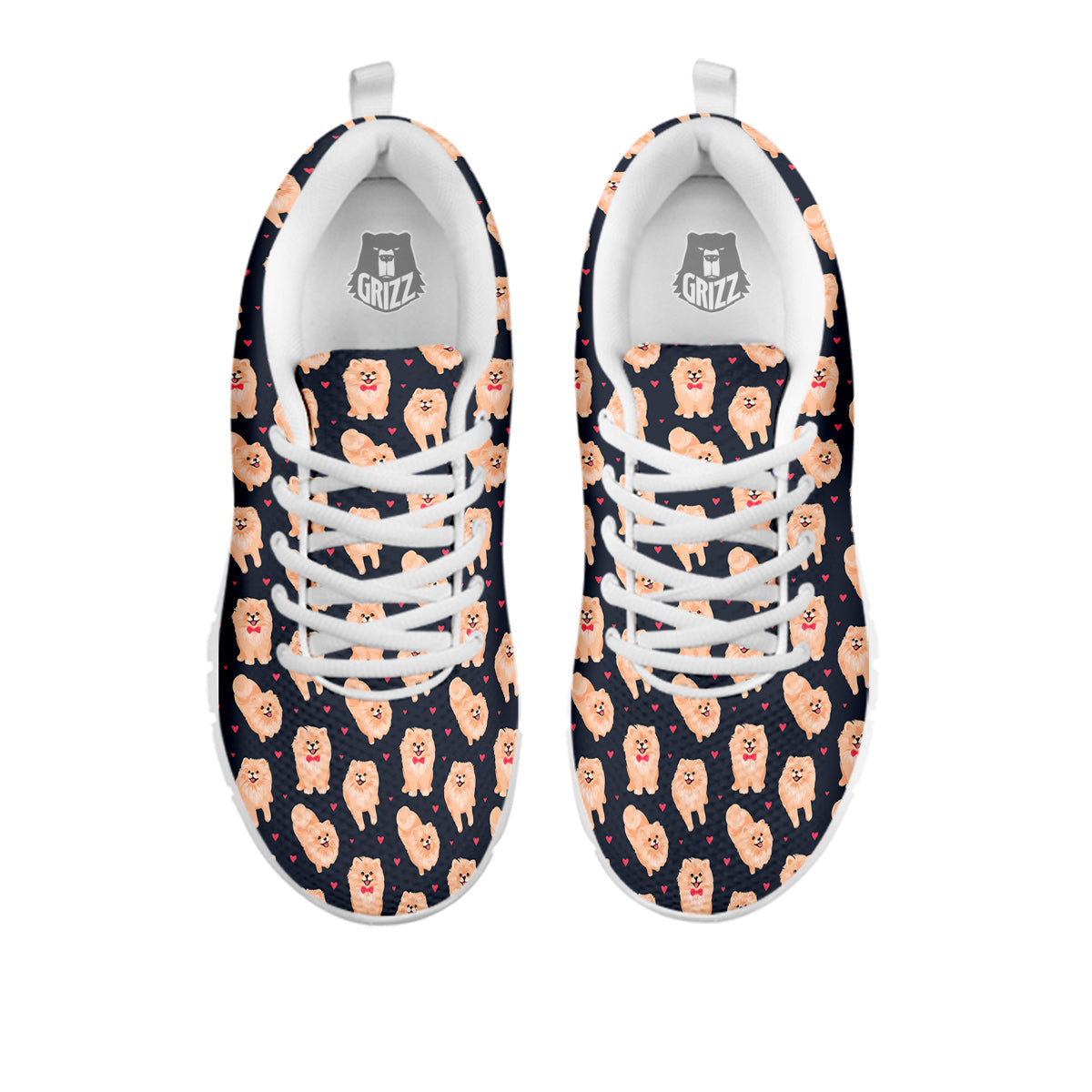 Pomeranian Cute Print Pattern White Sneaker-grizzshop