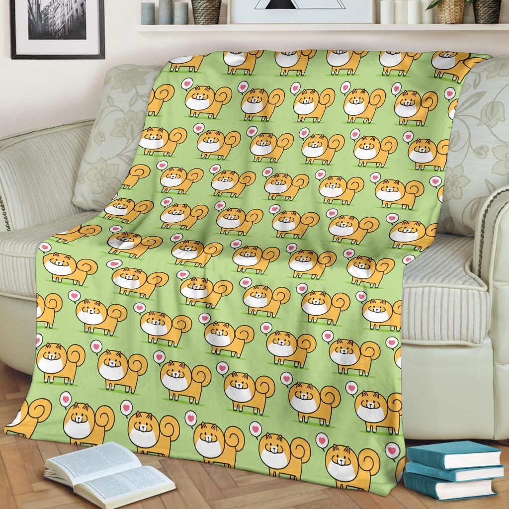 Pomeranian Dog Pattern Print Blanket-grizzshop