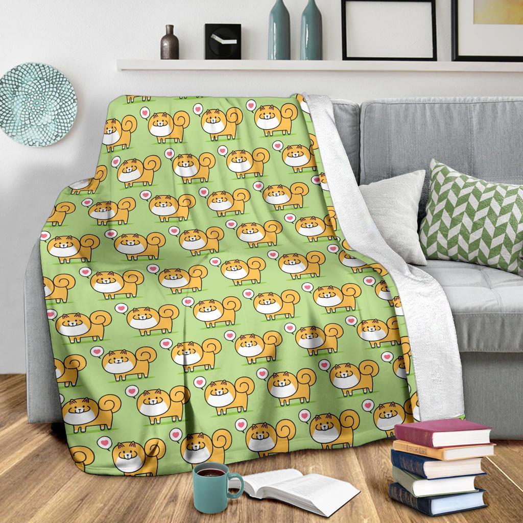 Pomeranian Dog Pattern Print Blanket-grizzshop