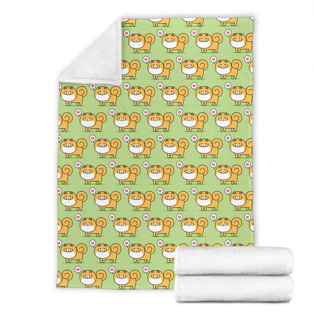 Pomeranian Dog Pattern Print Blanket-grizzshop
