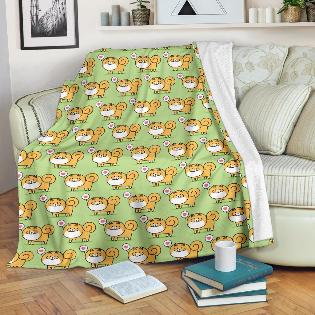 Pomeranian Dog Pattern Print Blanket-grizzshop