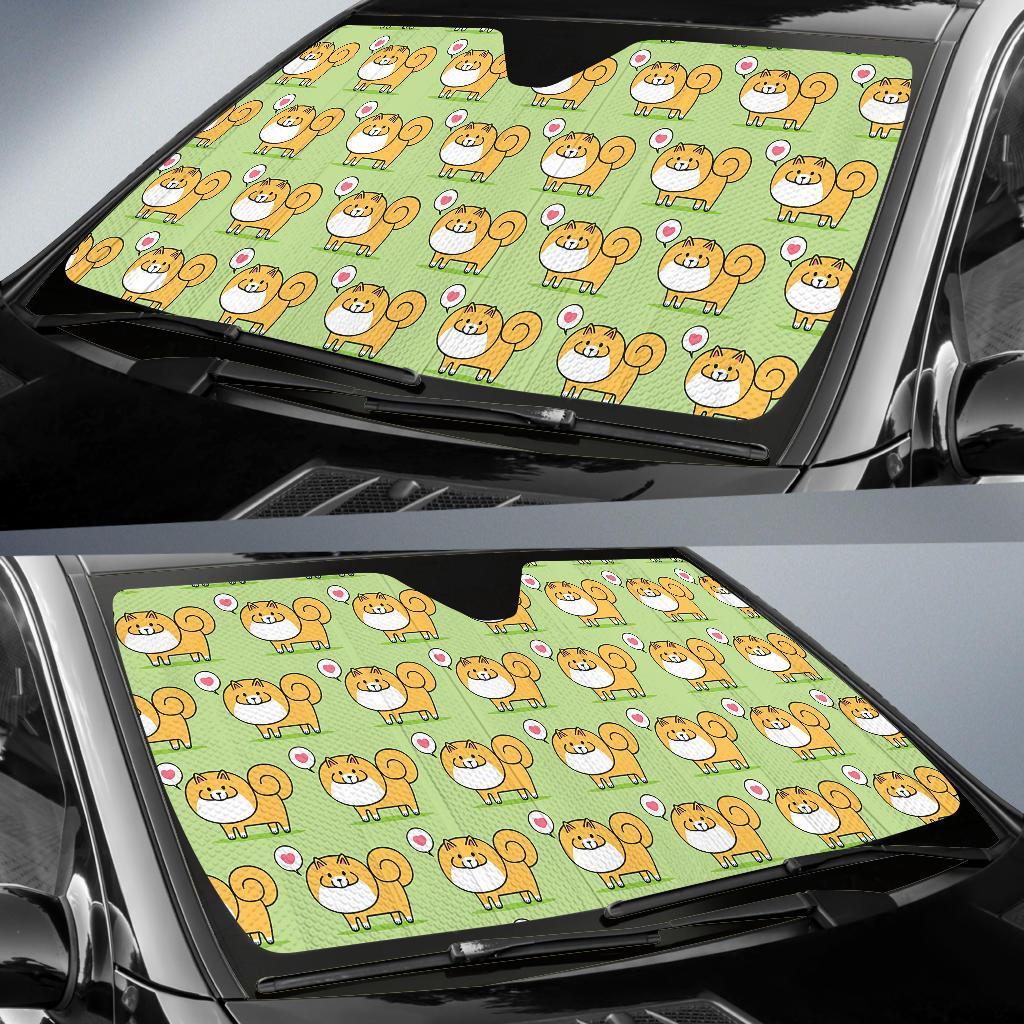 Pomeranian Dog Pattern Print Car Sun Shade-grizzshop