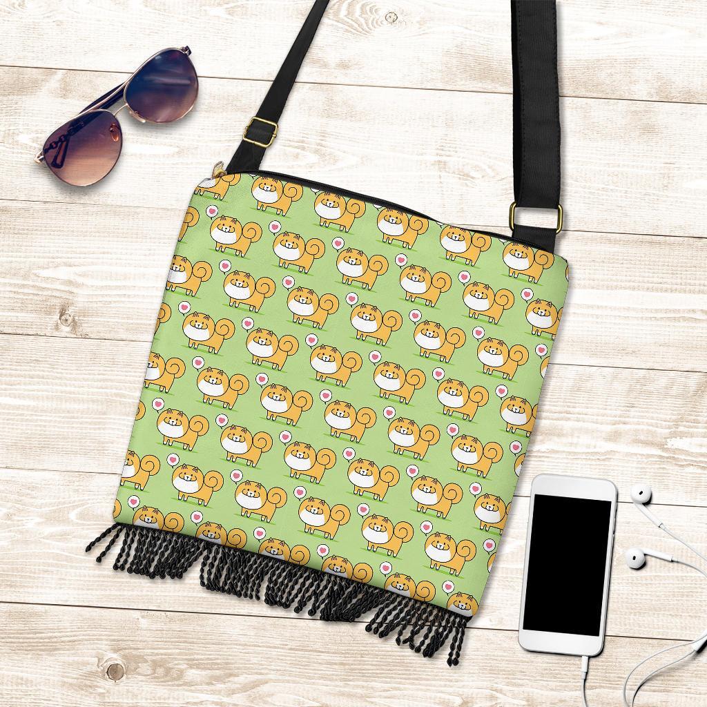 Pomeranian Dog Pattern Print Crossbody Bags-grizzshop