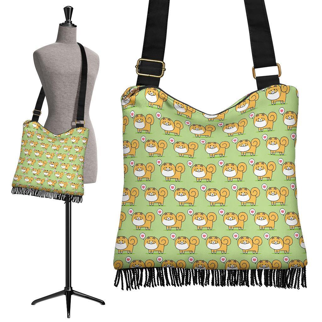 Pomeranian Dog Pattern Print Crossbody Bags-grizzshop