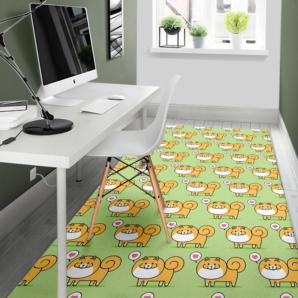 Pomeranian Dog Pattern Print Floor Mat-grizzshop