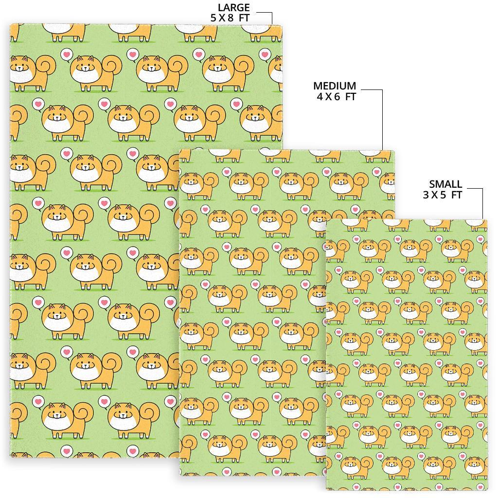 Pomeranian Dog Pattern Print Floor Mat-grizzshop