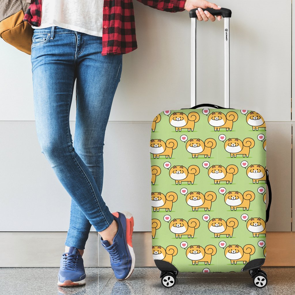 Pomeranian Dog Pattern Print Luggage Cover Protector-grizzshop