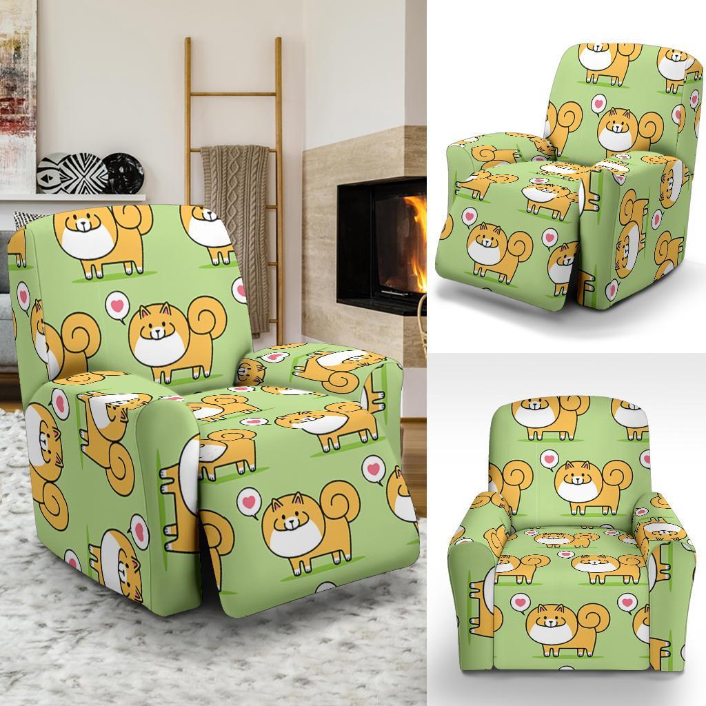 Pomeranian Dog Pattern Print Recliner Cover-grizzshop