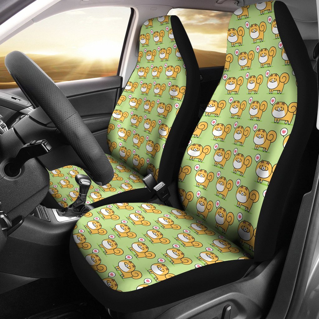 Pomeranian Dog Pattern Print Universal Fit Car Seat Cover-grizzshop