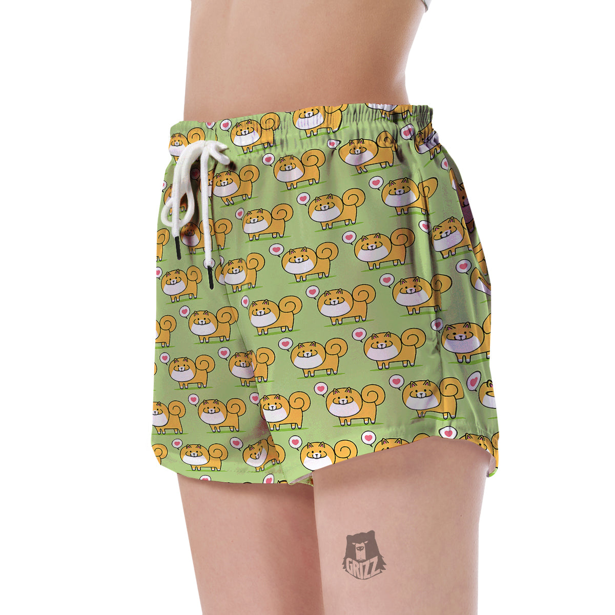 Pomeranian Dog Pattern Print Women's Shorts-grizzshop