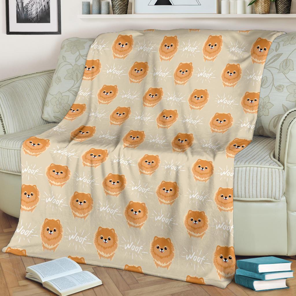 Pomeranian Dog Print Pattern Blanket-grizzshop