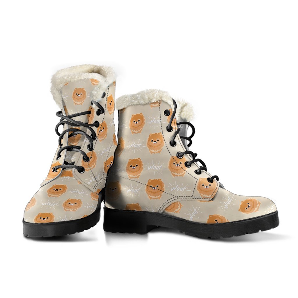 Pomeranian Dog Print Pattern Comfy Winter Boots-grizzshop