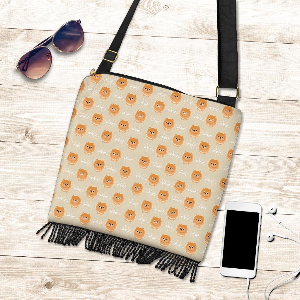 Pomeranian Dog Print Pattern Crossbody Bags-grizzshop